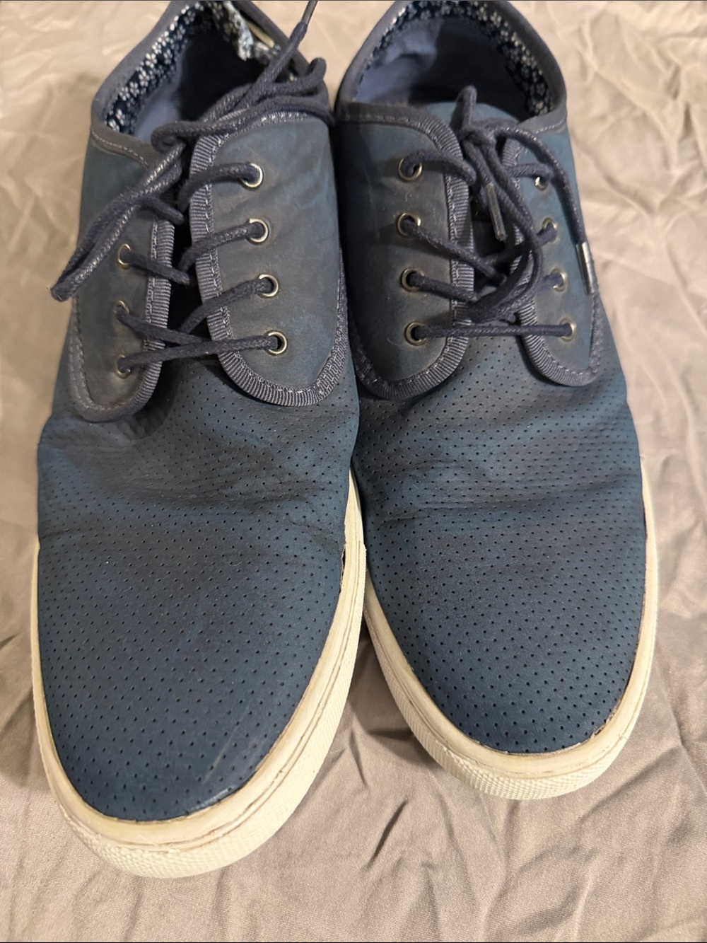 Steve Madden Navy Perforated Lace-Up Sneakers Casual shoes